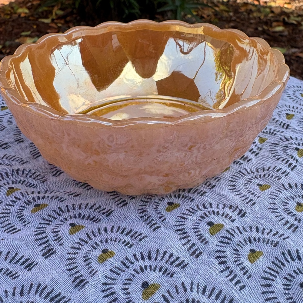 Elegant Peach Glass Bowl